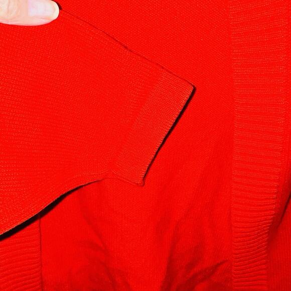 Vintage Ballantyne Red Cashmere Open Cardigan Sweater Made in Scotland Medium - Picture 3 of 5